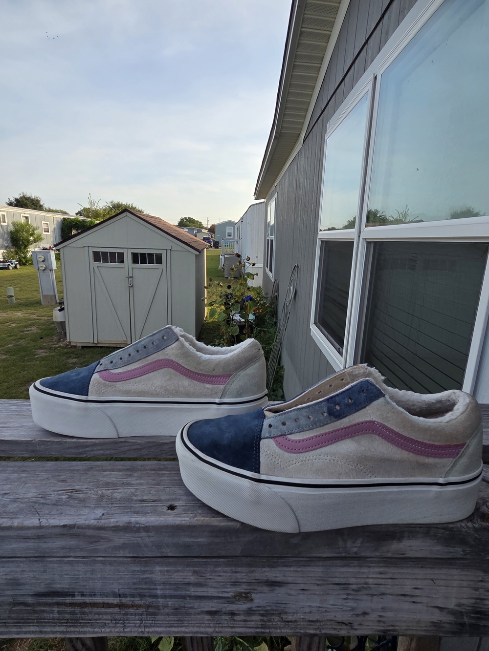 Vans Suede Platform Sneakers in Blue, Pink, and Cream